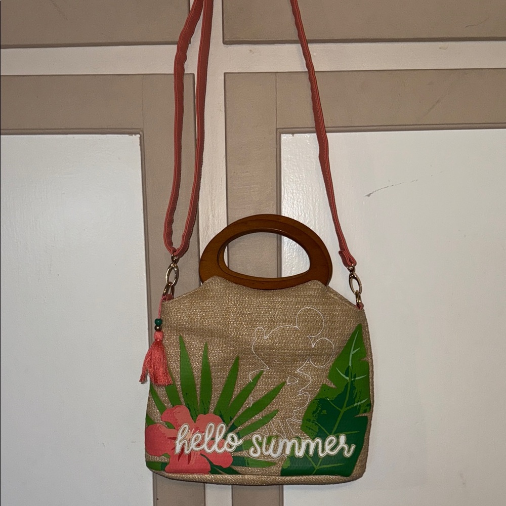 Disney Tropical Canvas Shoulder Bag - Green and Pink